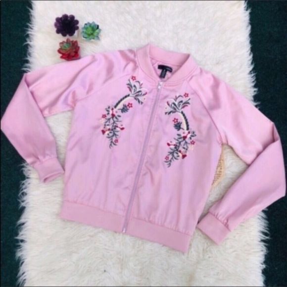 Aqua Embroidered Pink Bomber Jacket - Picture 3 of 14